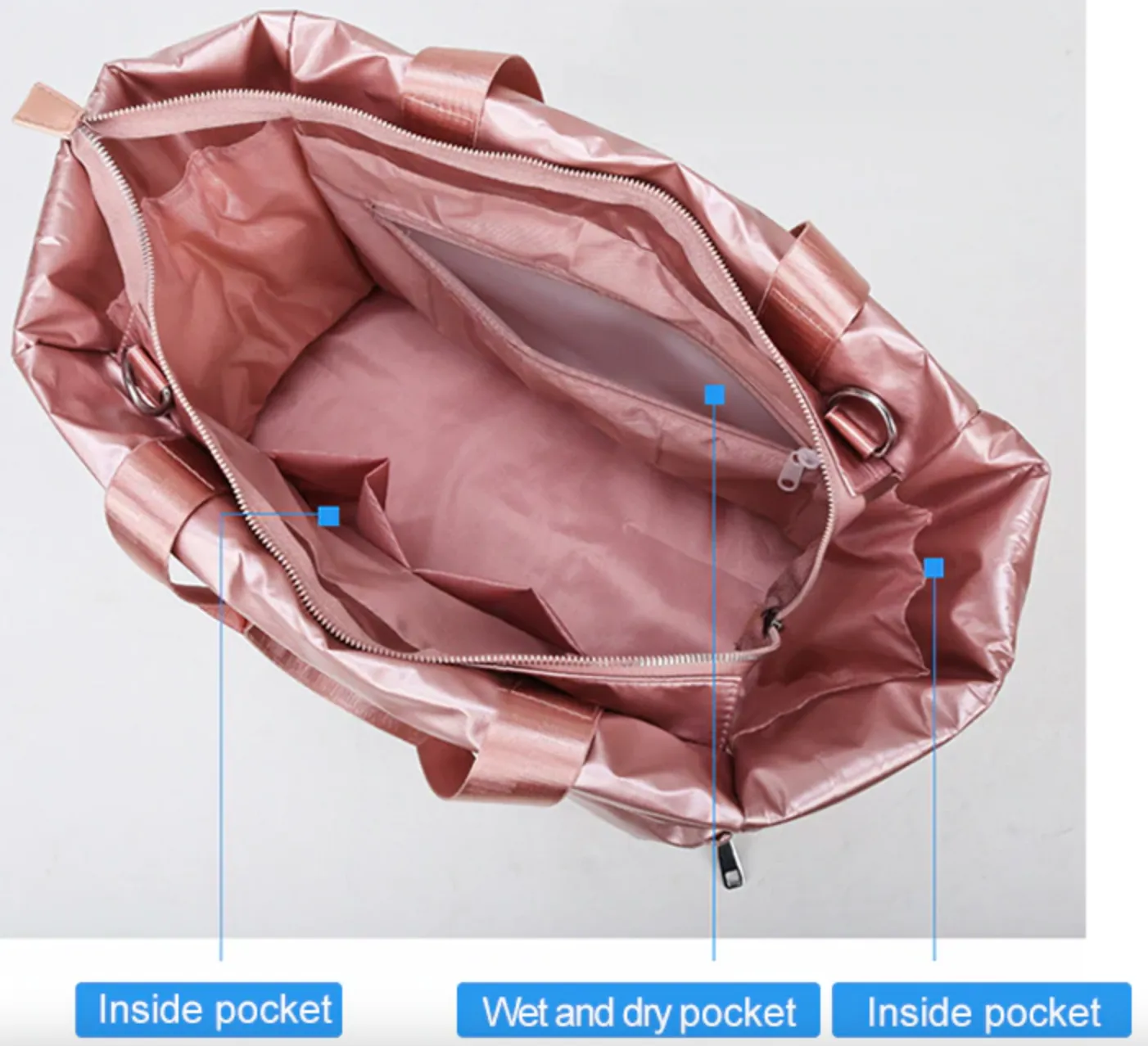 Sports Duffel Bag with Zipper Compartments (Waterproof   Metallic)