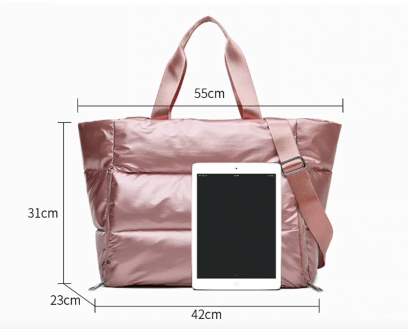 Sports Duffel Bag with Zipper Compartments (Waterproof   Metallic)