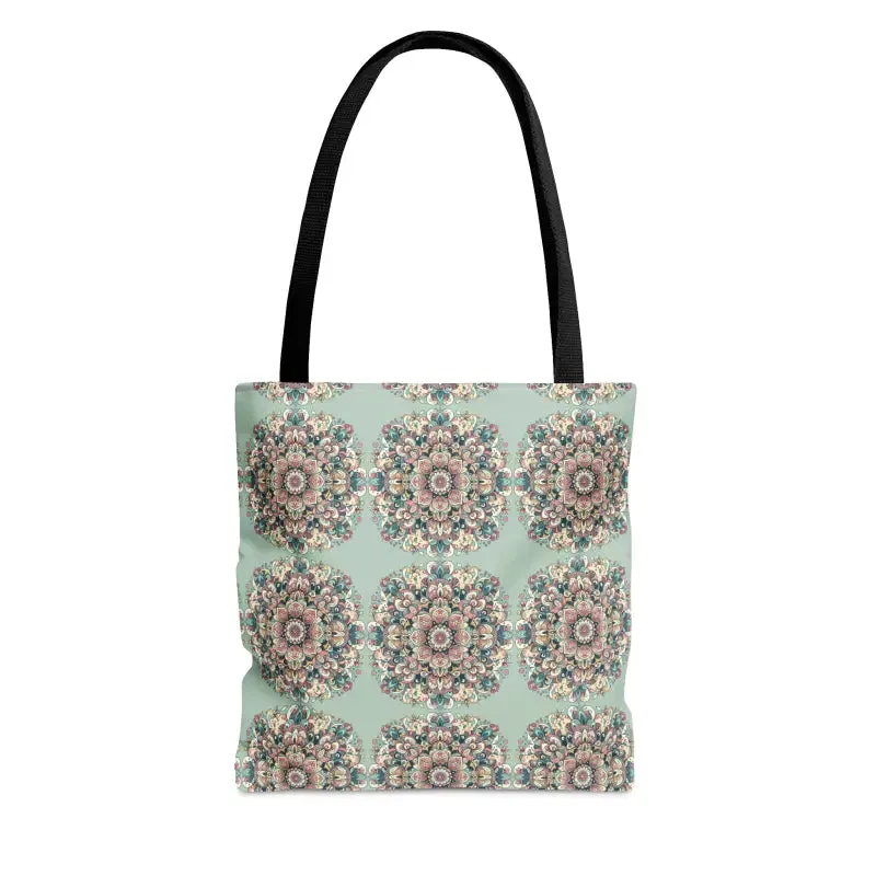 Stylish Mandala Tote Bag with Black Cotton Handles