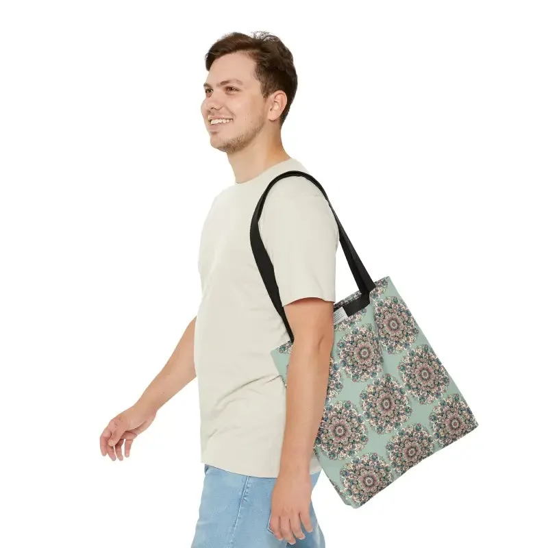 Stylish Mandala Tote Bag with Black Cotton Handles