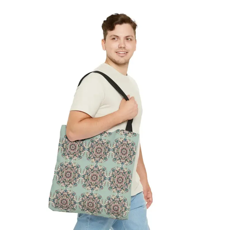 Stylish Mandala Tote Bag with Black Cotton Handles