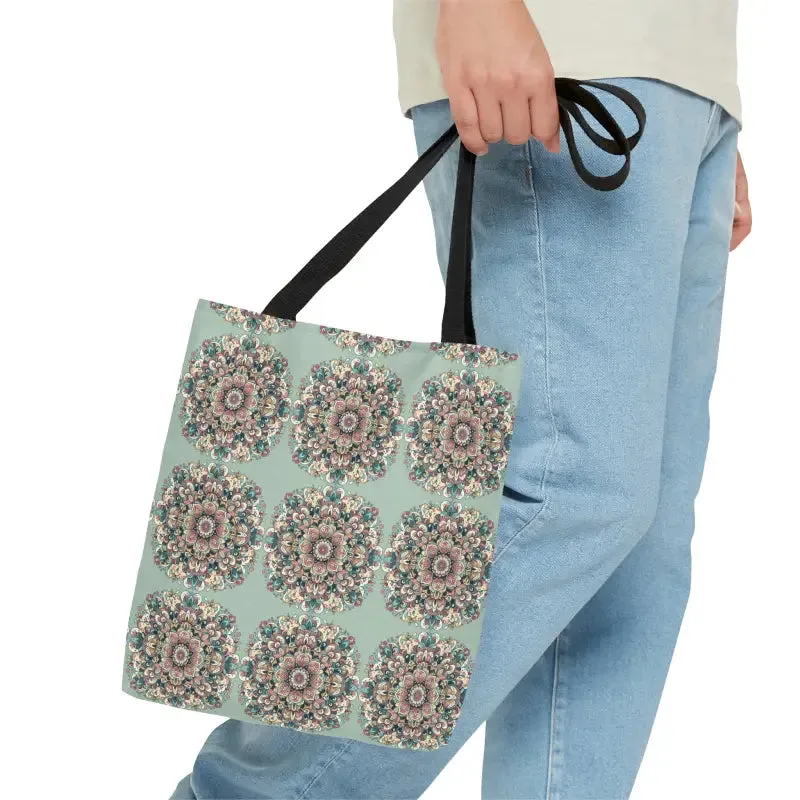 Stylish Mandala Tote Bag with Black Cotton Handles