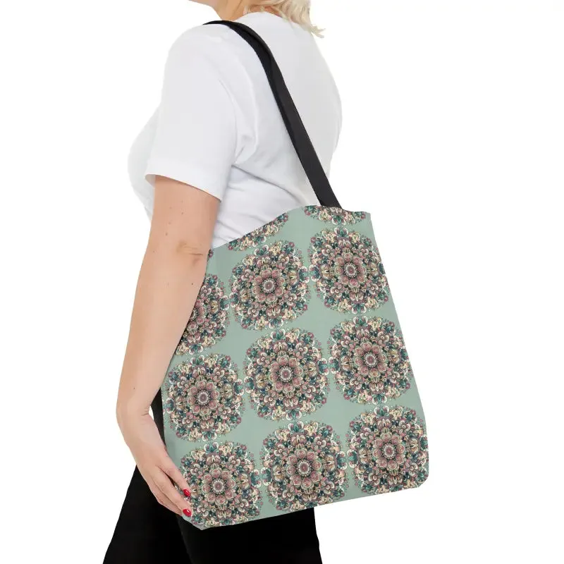 Stylish Mandala Tote Bag with Black Cotton Handles