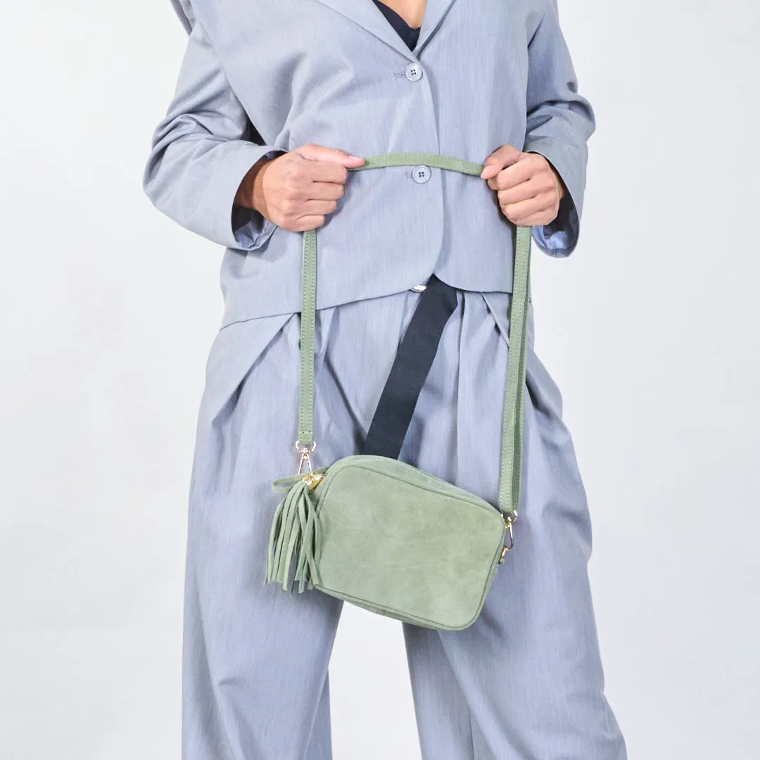 Suede crossbody bags with tassel detail wholesale