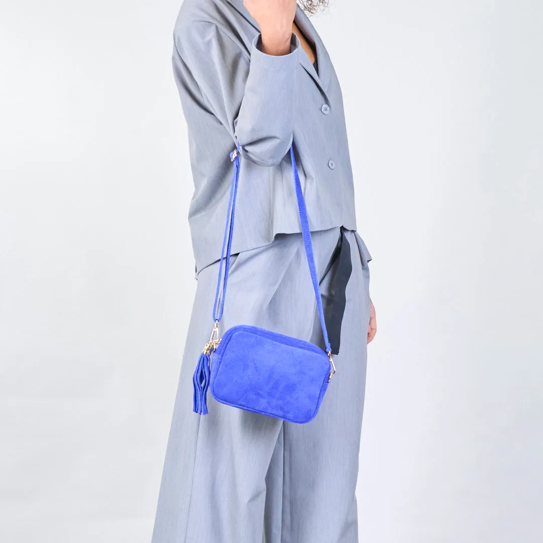 Suede crossbody bags with tassel detail wholesale