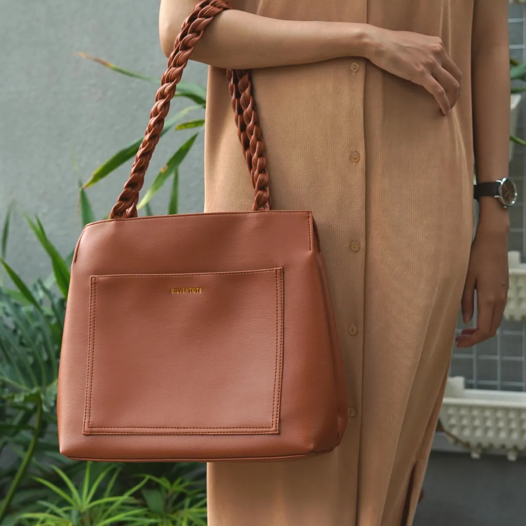 Tas Tote Wanita Silvertote Nathalie Brown