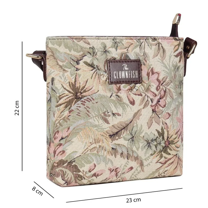 THE CLOWNFISH Linda Series Sling for Women Casual Ladies Single Shoulder Bag For Women Crossbody Bag for College Girls (Pink-Floral)