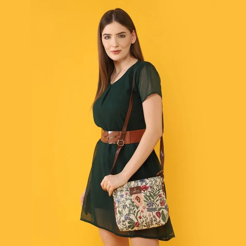 THE CLOWNFISH Linda Series Sling for Women Casual Ladies Single Shoulder Bag For Women Crossbody Bag for College Girls (Pink-Floral)
