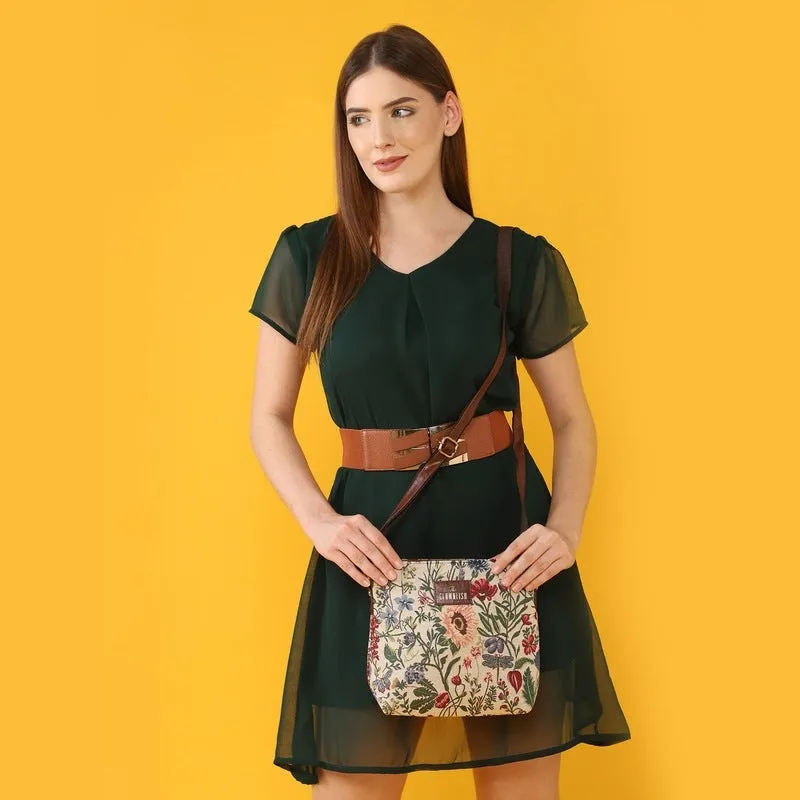 THE CLOWNFISH Linda Series Sling for Women Casual Ladies Single Shoulder Bag For Women Crossbody Bag for College Girls (Pink-Floral)
