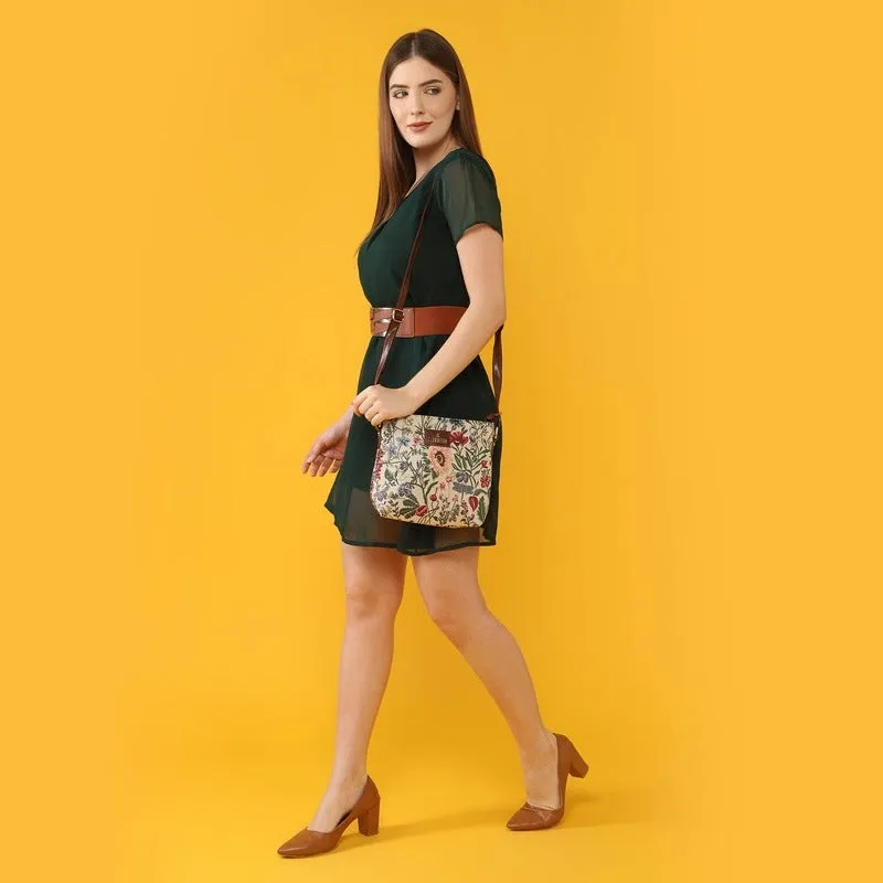 THE CLOWNFISH Linda Series Sling for Women Casual Ladies Single Shoulder Bag For Women Crossbody Bag for College Girls (Pink-Floral)