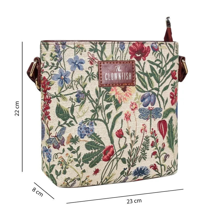THE CLOWNFISH Linda Series Sling for Women Casual Ladies Single Shoulder Bag For Women Crossbody Bag for College Girls (Pink-Floral)