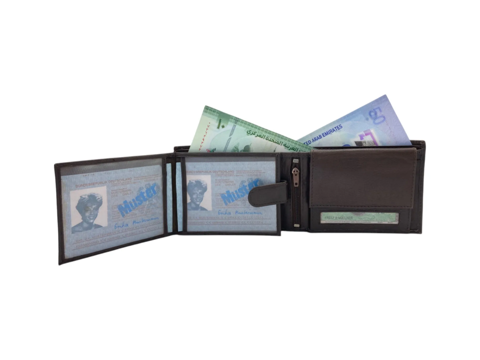 Top Grain Napa Leather Card & Coin Billfold Wallet # 740