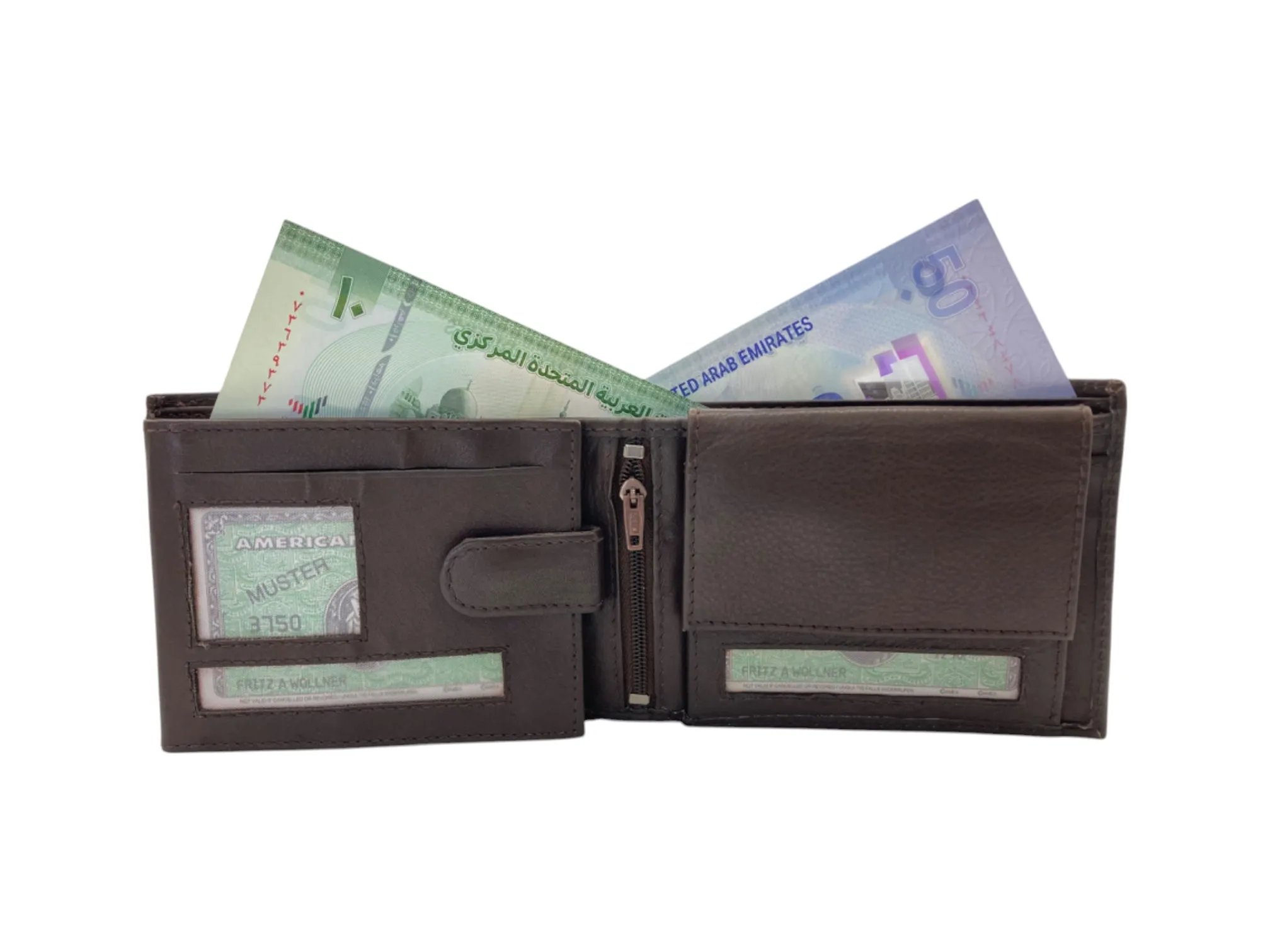Top Grain Napa Leather Card & Coin Billfold Wallet # 740