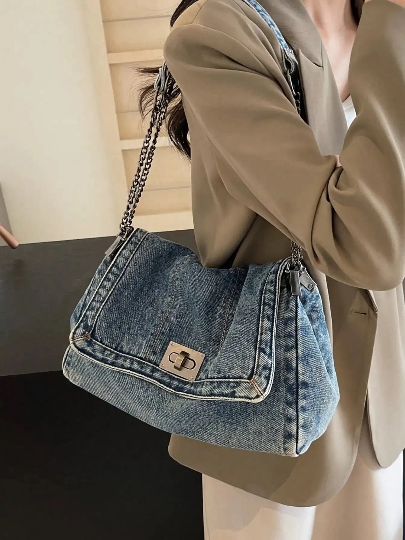Uakiss Fashionable And Versatile Shoulder Bag Crossbody Bag Commuting Bag College Student Minimalist Casual Tote Bag For Women Flap Bag