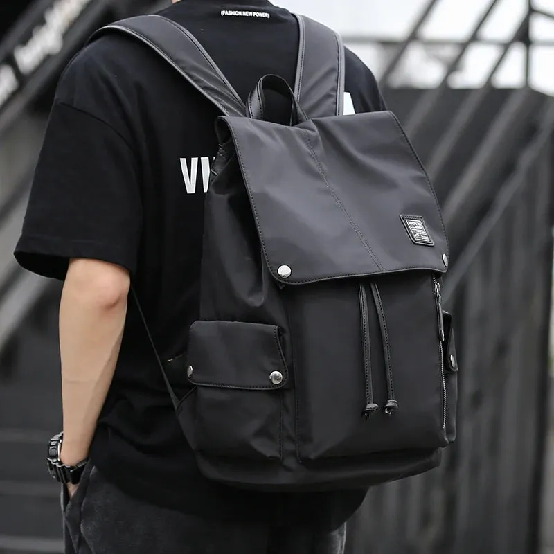 UAKISS  -   High Quality Waterproof Men USB Charging Simple Backpack Leisure 15.6inch Laptop Nylon Backpack for Male Sport Travel