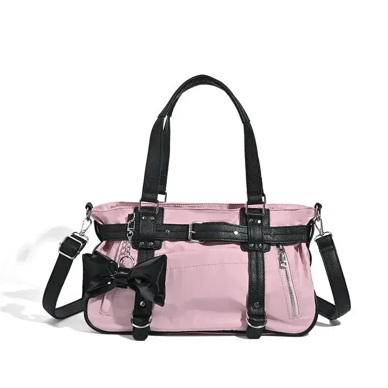 Uakiss Y2k Large Capacity Pink Travel Crossbody Bag Women Versatile Leopard Print Shoulder Bag Trend Sports Gym Handbag