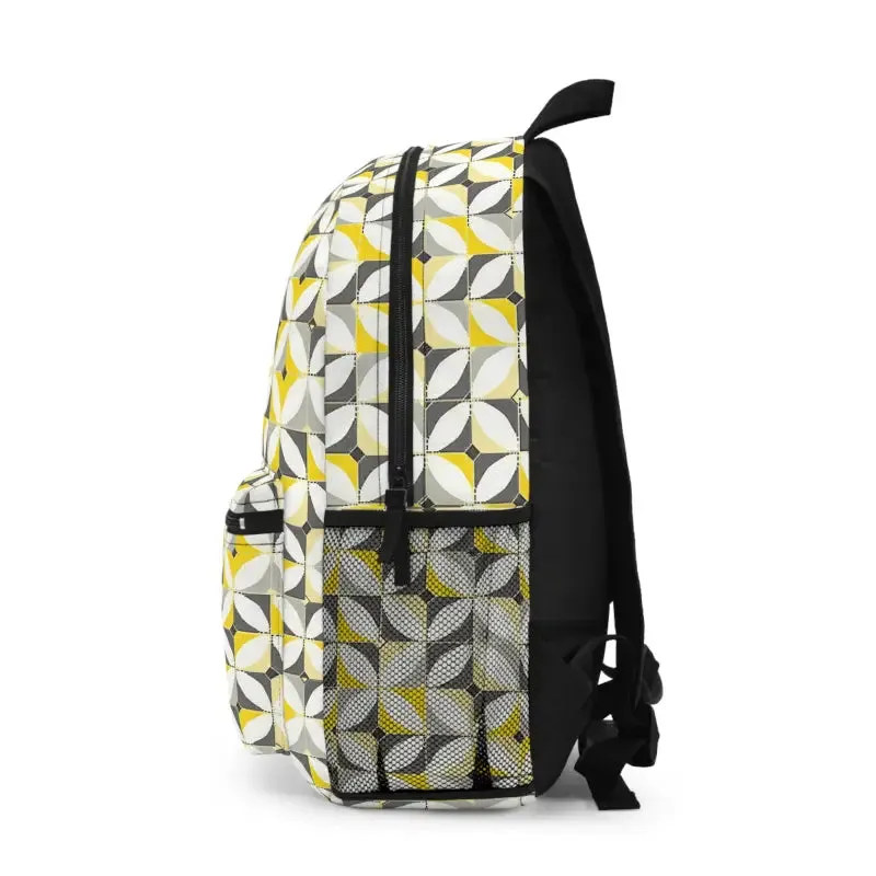 Vibrant Modern Yellow Grey Geometric Backpack