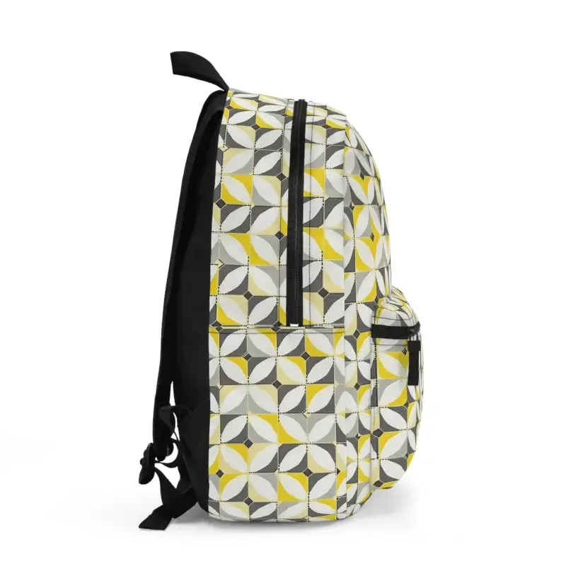 Vibrant Modern Yellow Grey Geometric Backpack