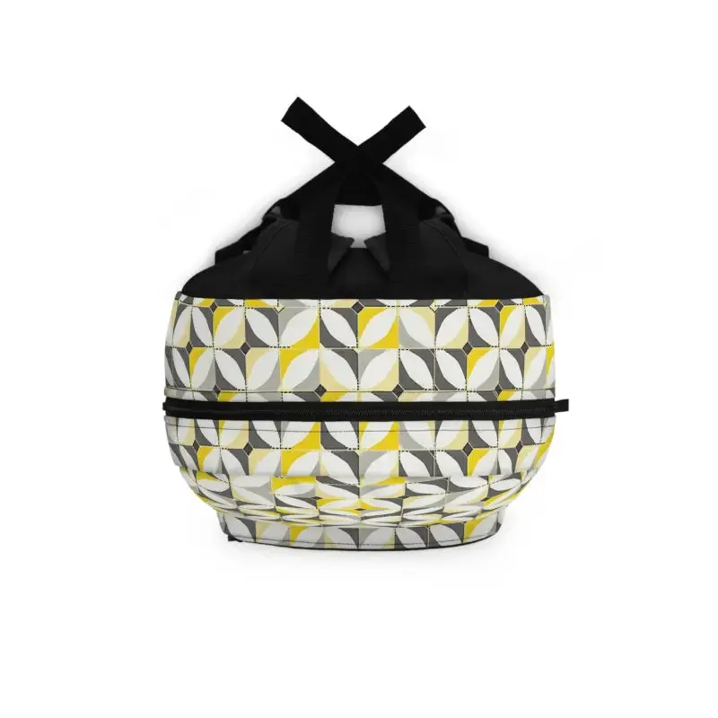 Vibrant Modern Yellow Grey Geometric Backpack