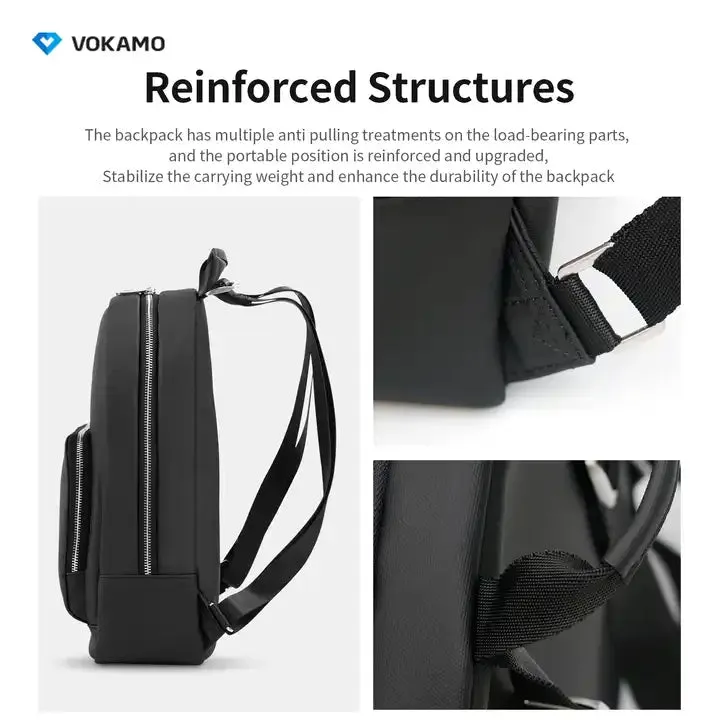 VOKAMO Fashion PU Leather Backpacks Unisex Casual Student Backpack 11 13 Inches