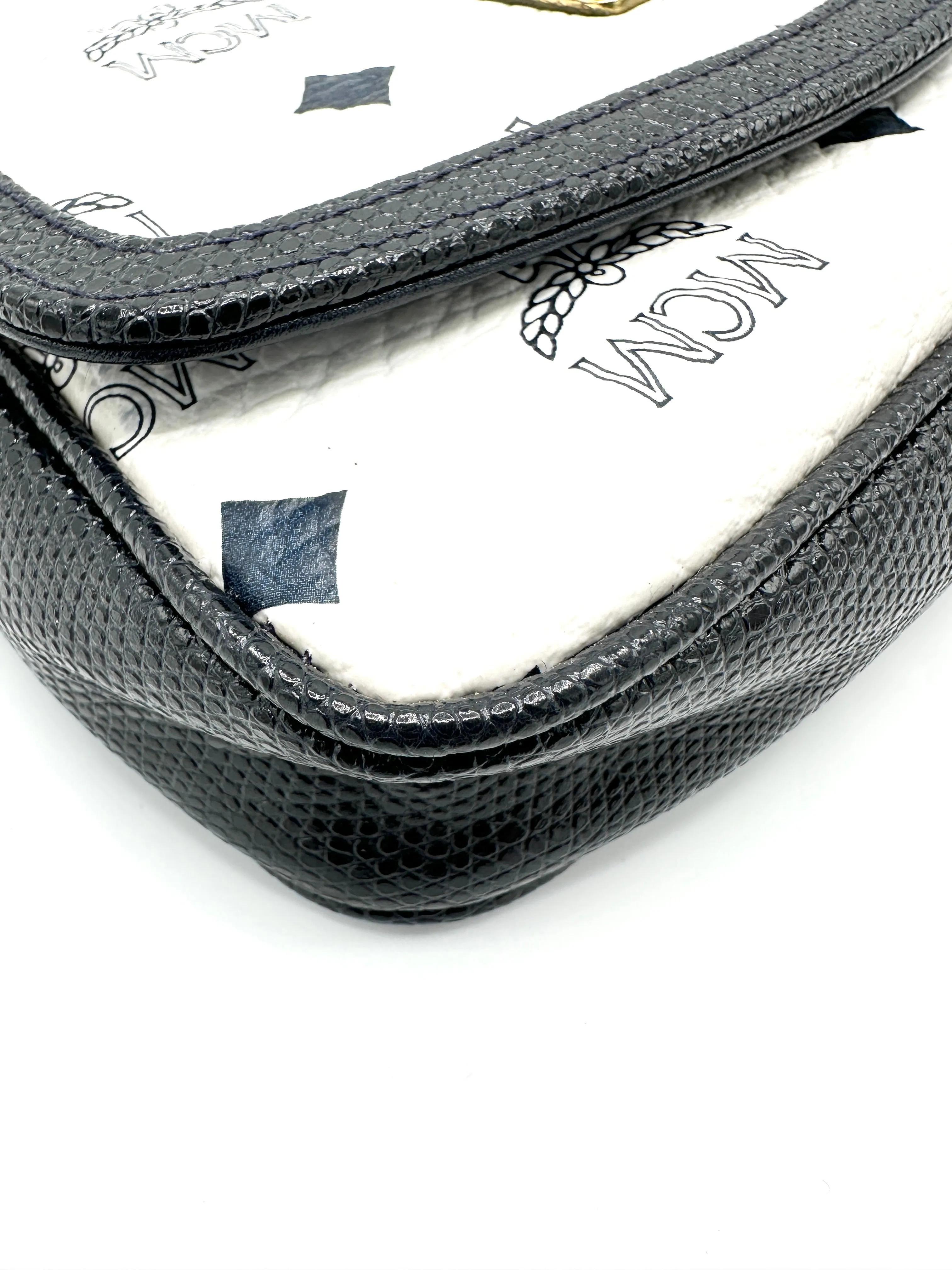 White Visetos Canvas Mini Crossbody Bag