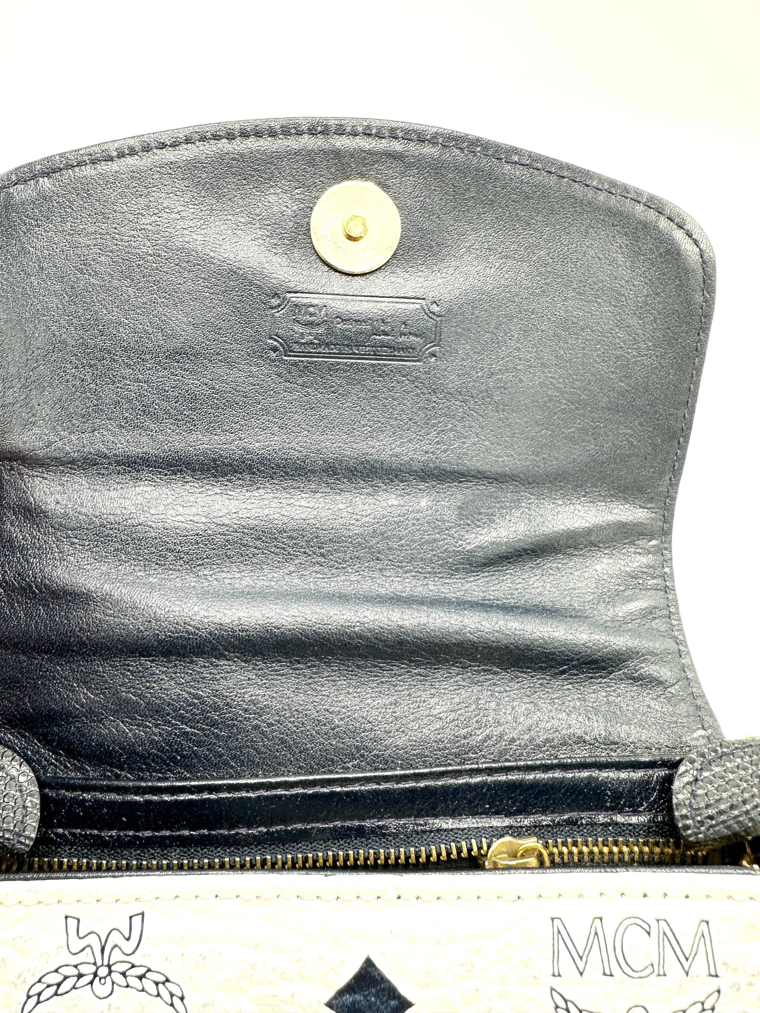 White Visetos Canvas Mini Crossbody Bag