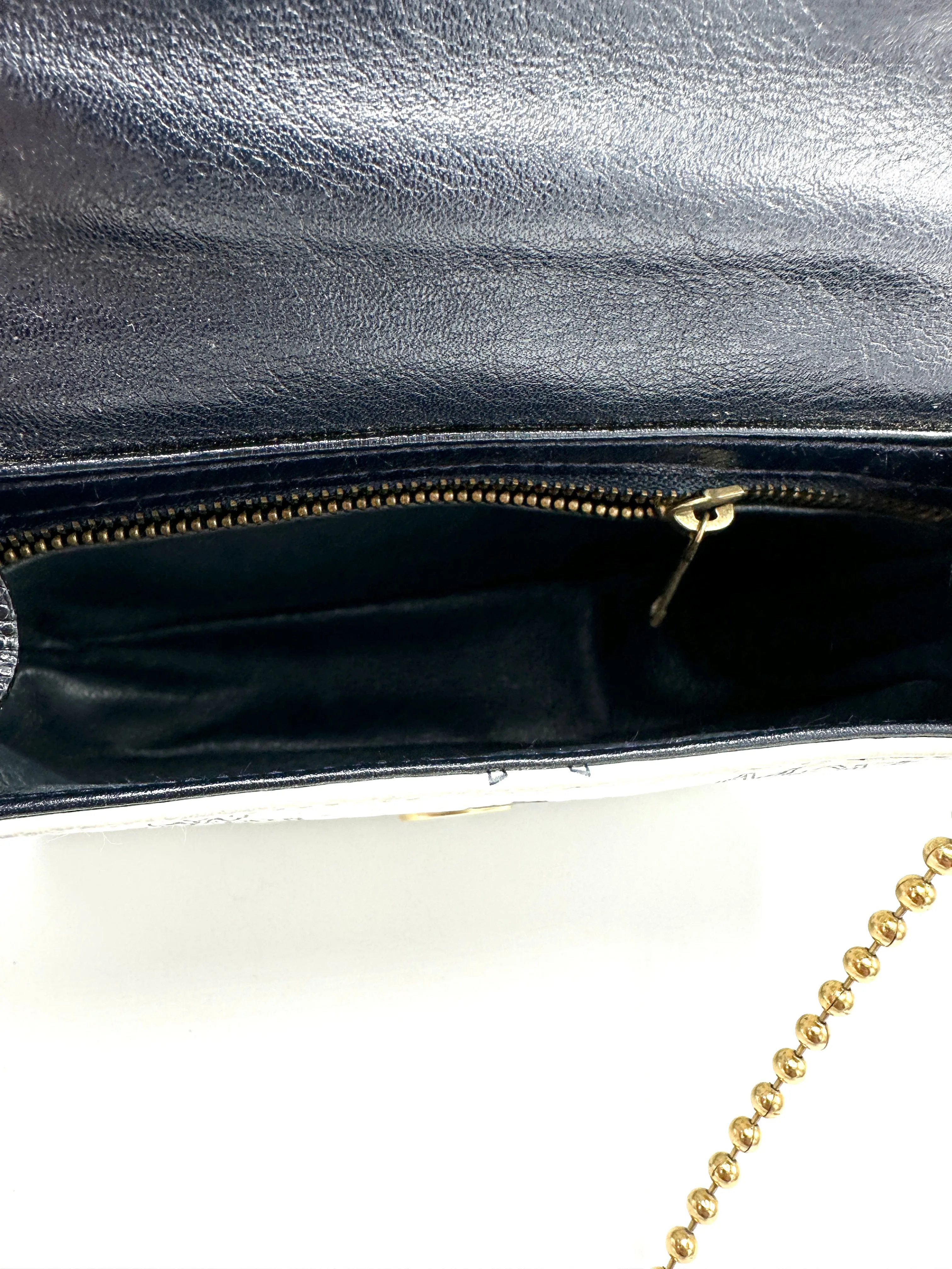 White Visetos Canvas Mini Crossbody Bag