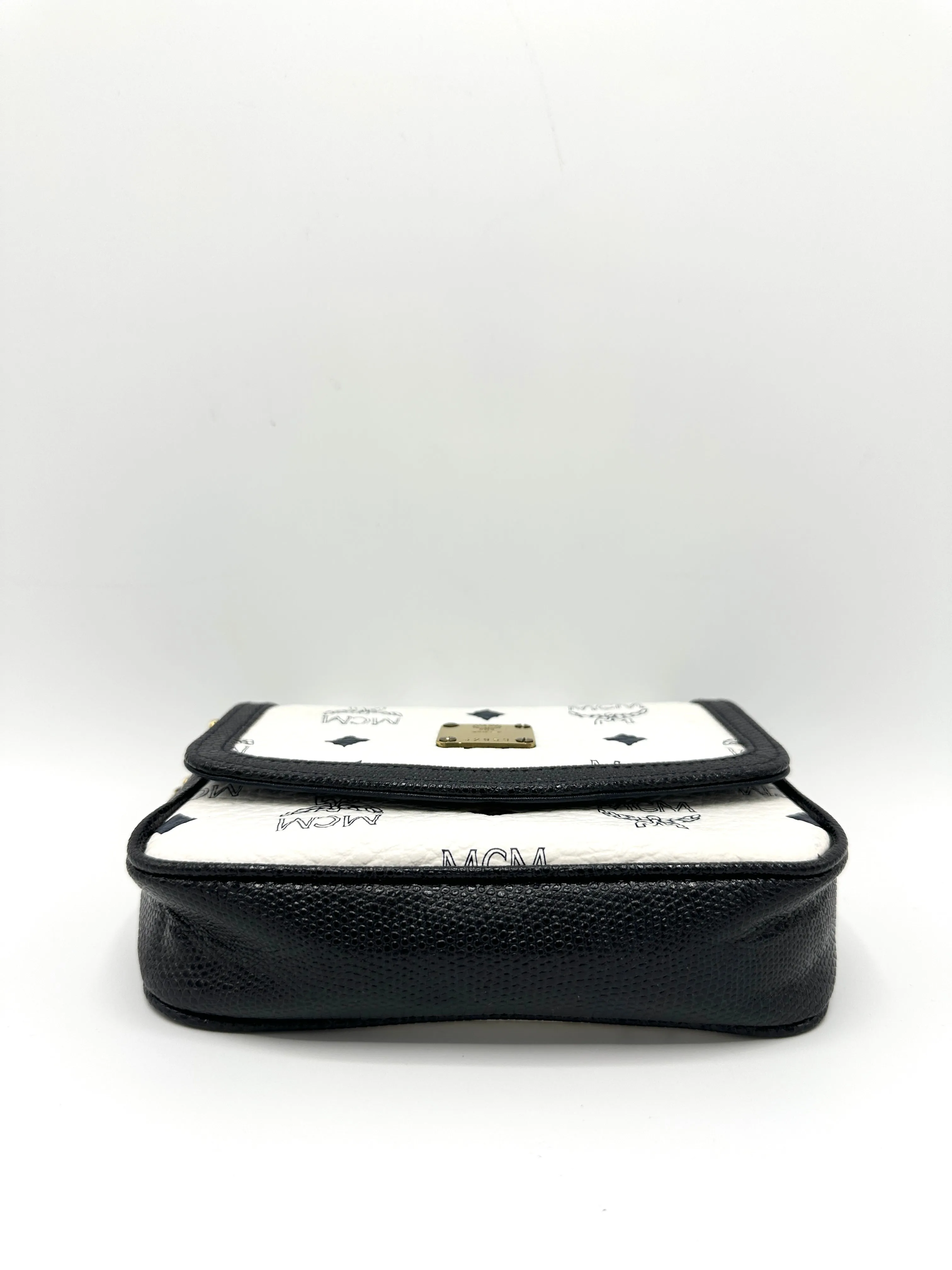 White Visetos Canvas Mini Crossbody Bag