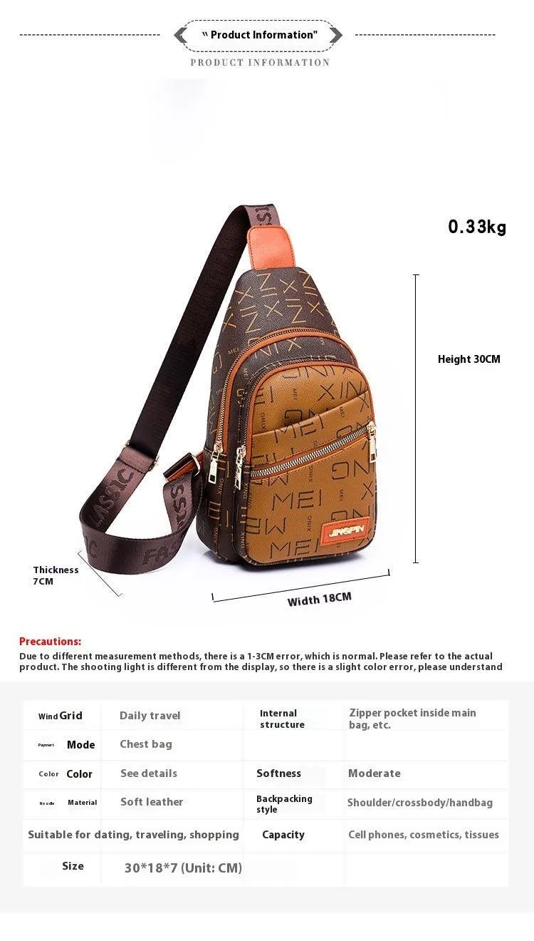 Women's Chest Bag with Fashion Letters – New Printed Crossbody Bag for Daily Use