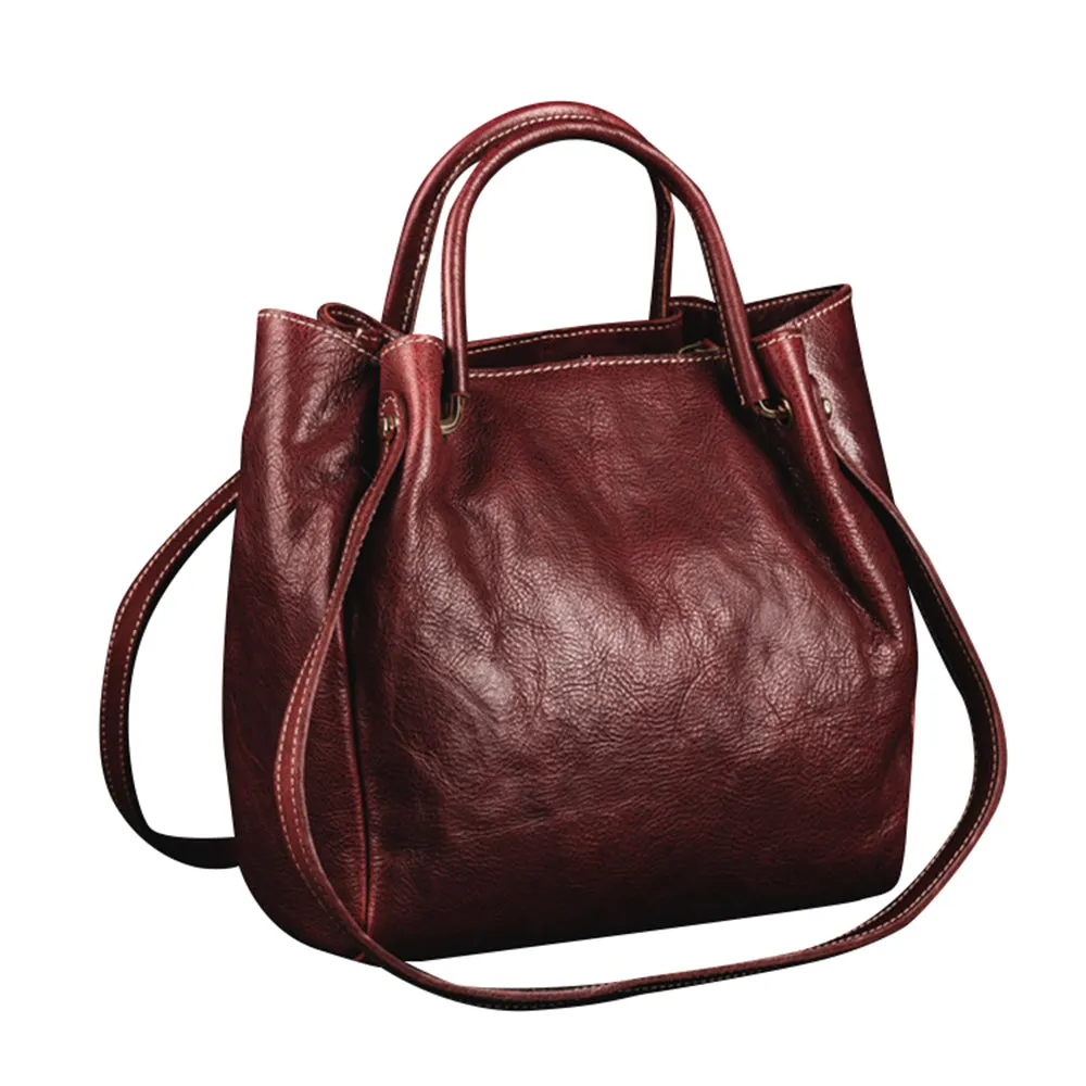 YAAGLE Female All-matching Cowhide Zip Handbag Tote YG8219