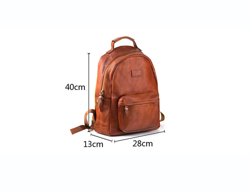 YAAGLE Unisex Large Size Tanned Leather Travel Sling Backpack YG8595