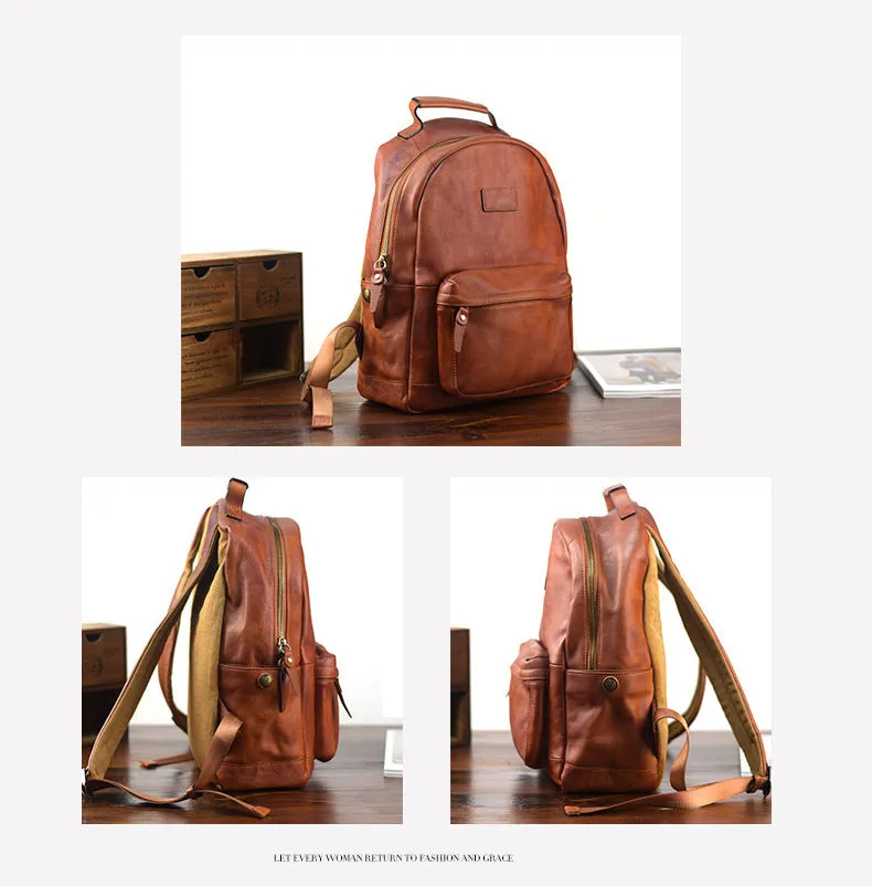 YAAGLE Unisex Large Size Tanned Leather Travel Sling Backpack YG8595