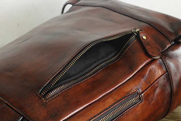 YAAGLE Vintage Unisex Genuine Leather Travel Backpack YGPD2115