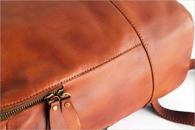 YAAGLE Vintage Unisex Genuine Leather Travel Backpack YGPD2115