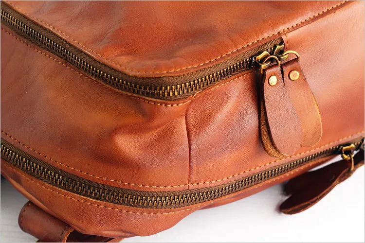 YAAGLE Vintage Unisex Genuine Leather Travel Backpack YGPD2115
