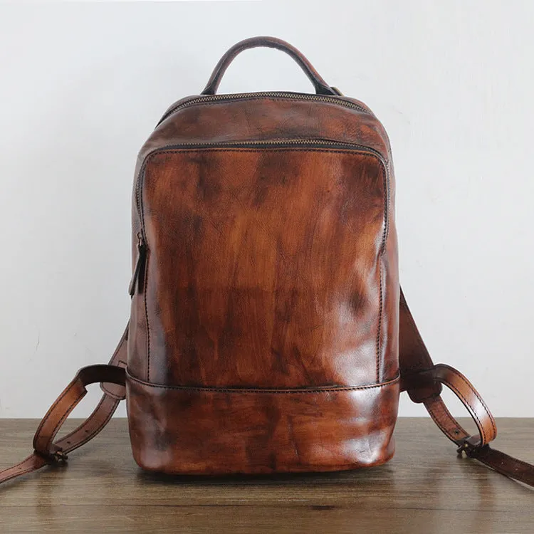 YAAGLE Vintage Unisex Genuine Leather Travel Backpack YGPD2115