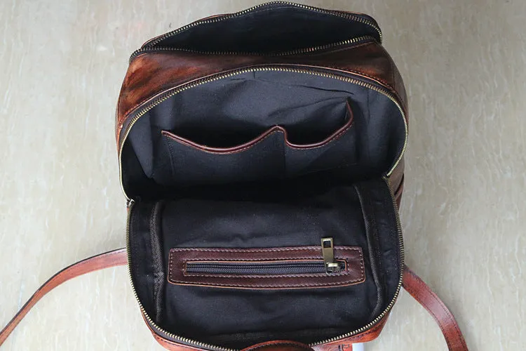 YAAGLE Vintage Unisex Genuine Leather Travel Backpack YGPD2115
