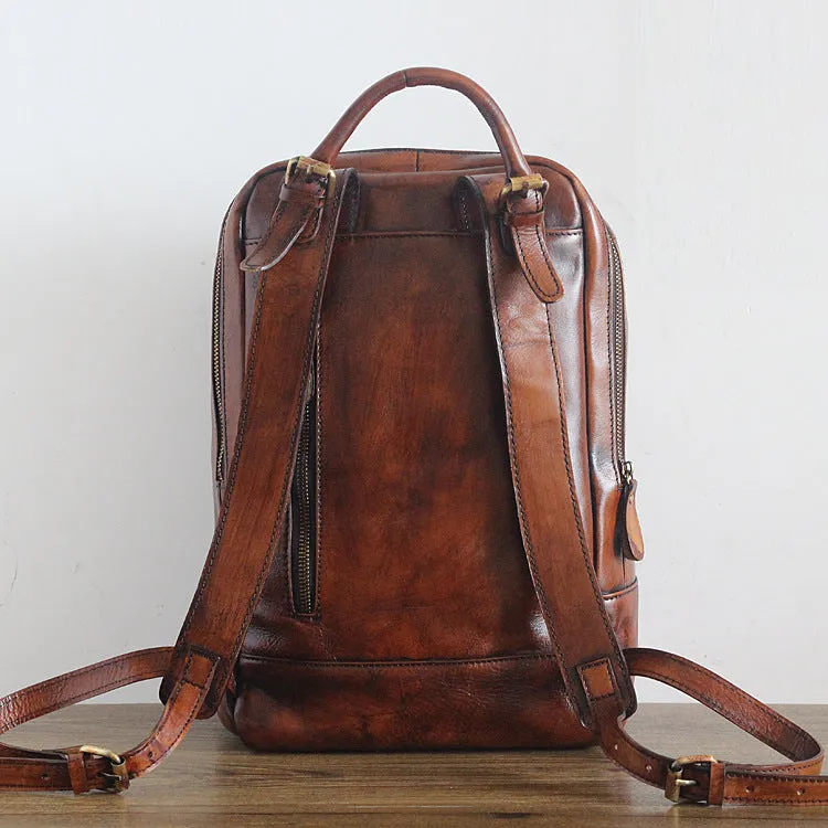 YAAGLE Vintage Unisex Genuine Leather Travel Backpack YGPD2115