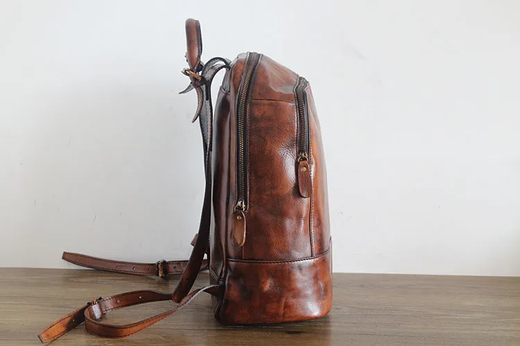 YAAGLE Vintage Unisex Genuine Leather Travel Backpack YGPD2115