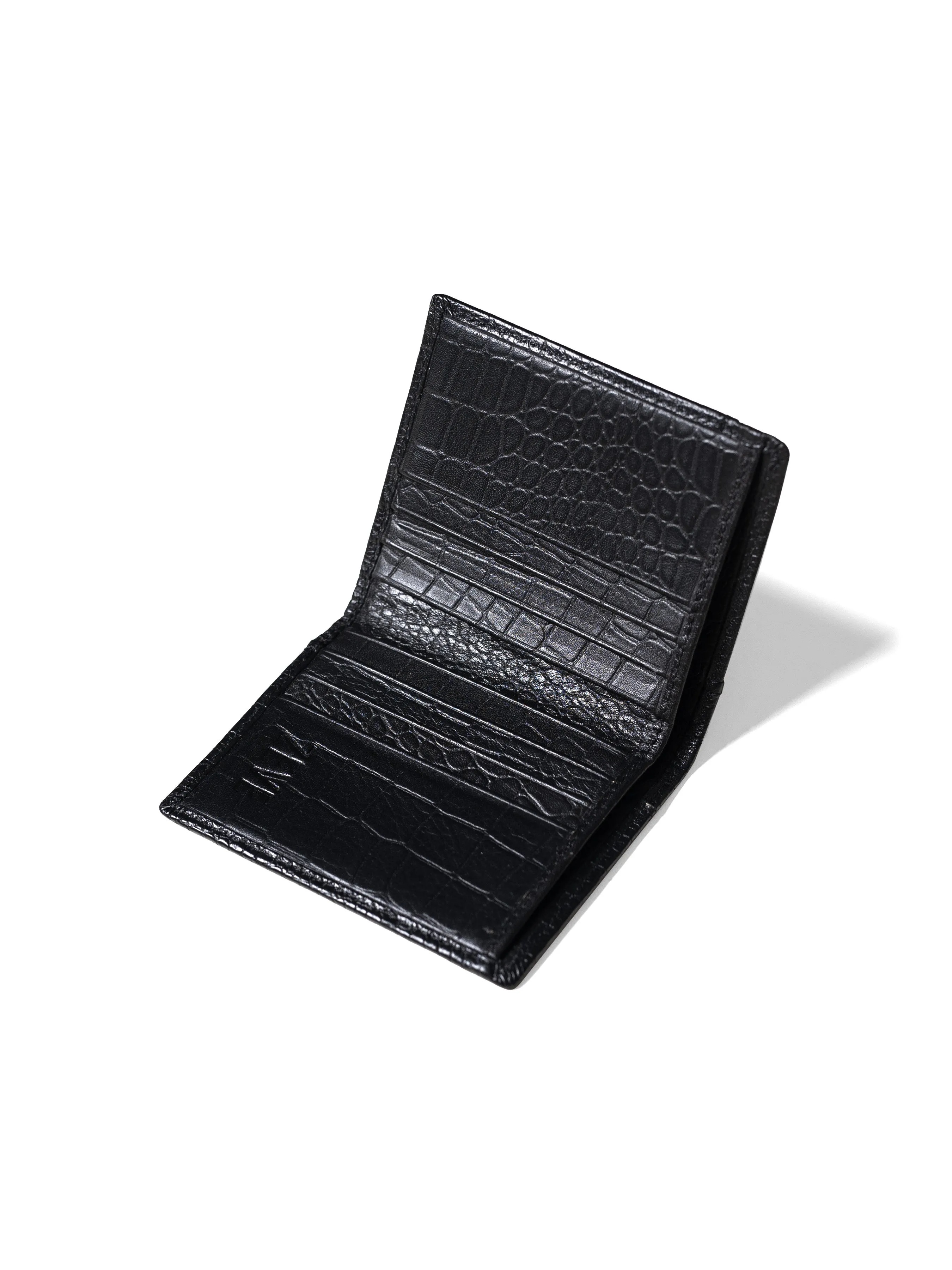 Zeve Slim Folding Wallet - Black Croco Leather